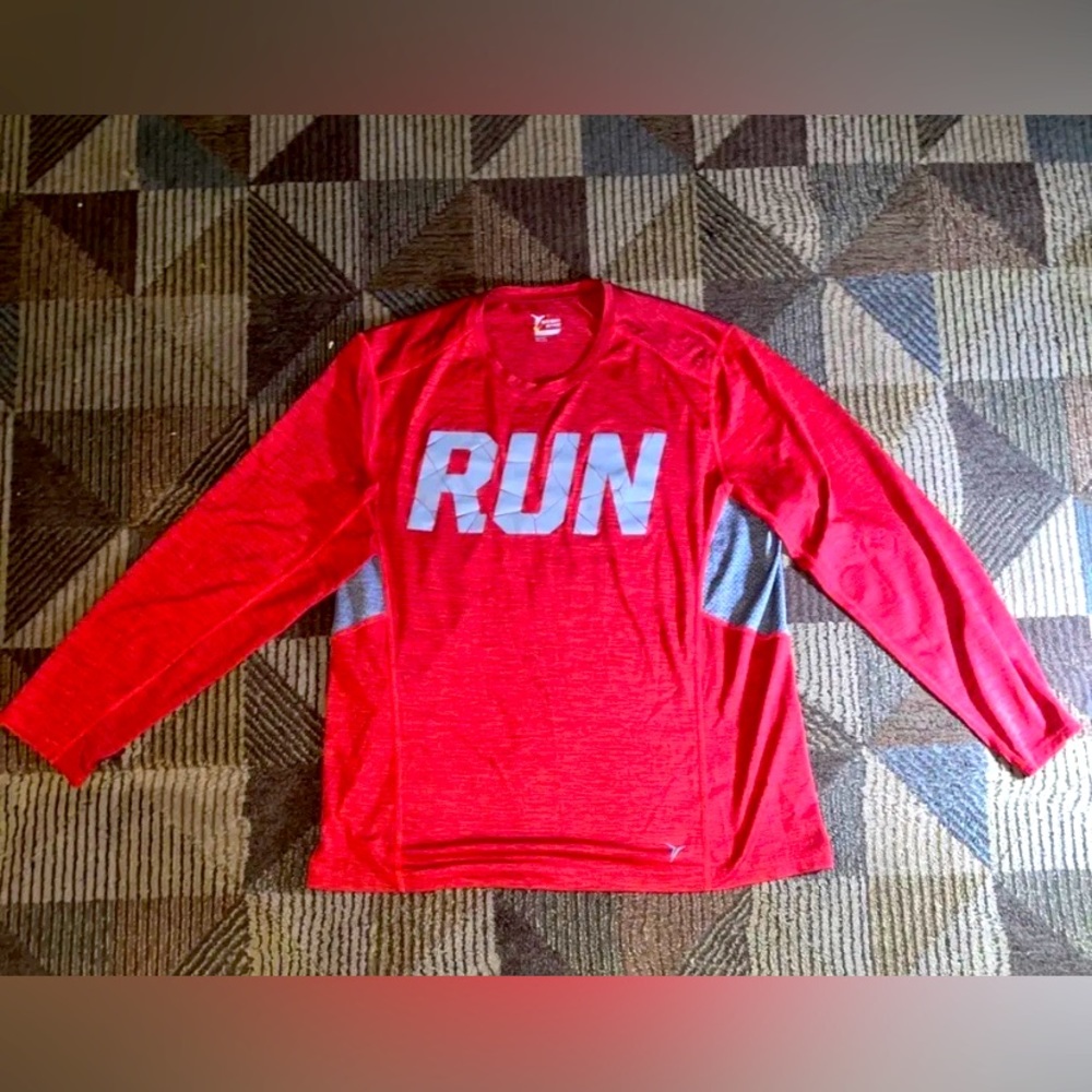 Old Navy Active Go-dry Long Sleeve Red/Grey Shirt Mens Size 2XL